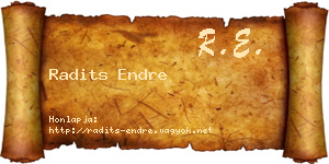 Radits Endre névjegykártya